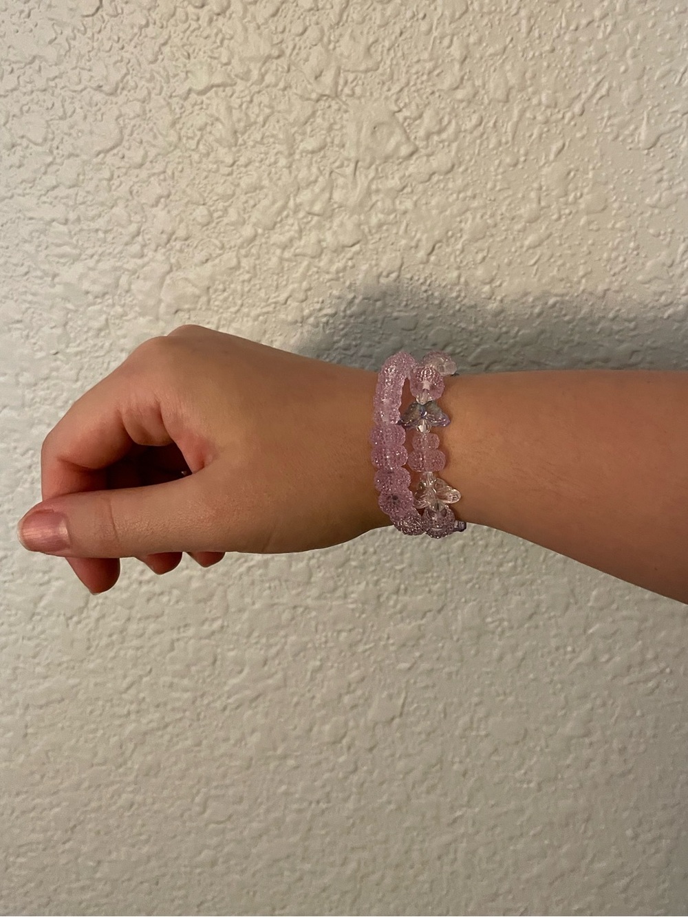 Handmade Faux Crystal Stretch Bracelet | Pink/Purple